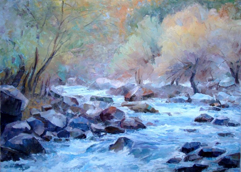 ГОРНАЯ РЕЧКА. 100,5 на 72,3 2008г.