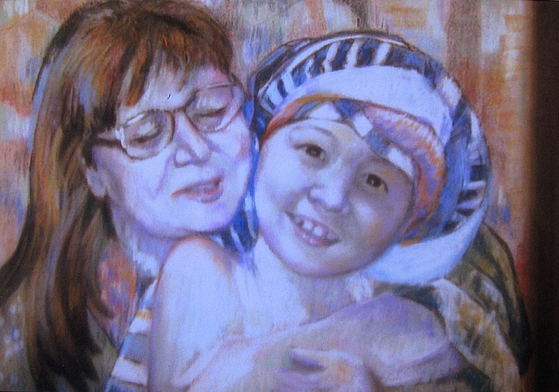 Бабушка и внук х.м. 0,50х0,40. 2011г.