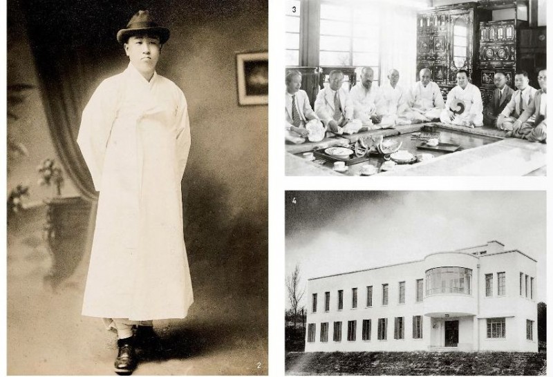 Кансон, наследник огромного состояния в молодые годы; в 1938 году, точнее, в июле по лунному календарю Кансон (четвертый справа) проводит в своем доме с учеными и знатоками искусства в честь открытия "Похвагака" первого частного музея современного типа; имя "Похвагак", которое дал Кансон хранилищу означает "Дом, в котором собраны великолепные сокровища"
