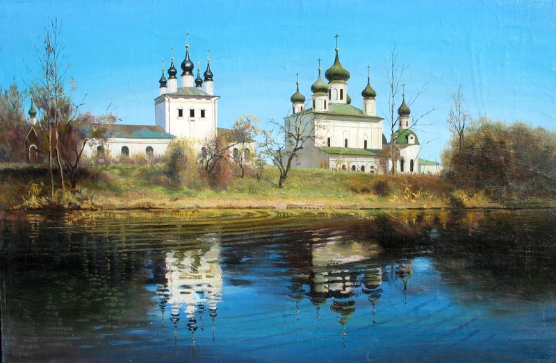 «Суздаль. Кремлевское утро» 90х70 см. х.м. 1993г